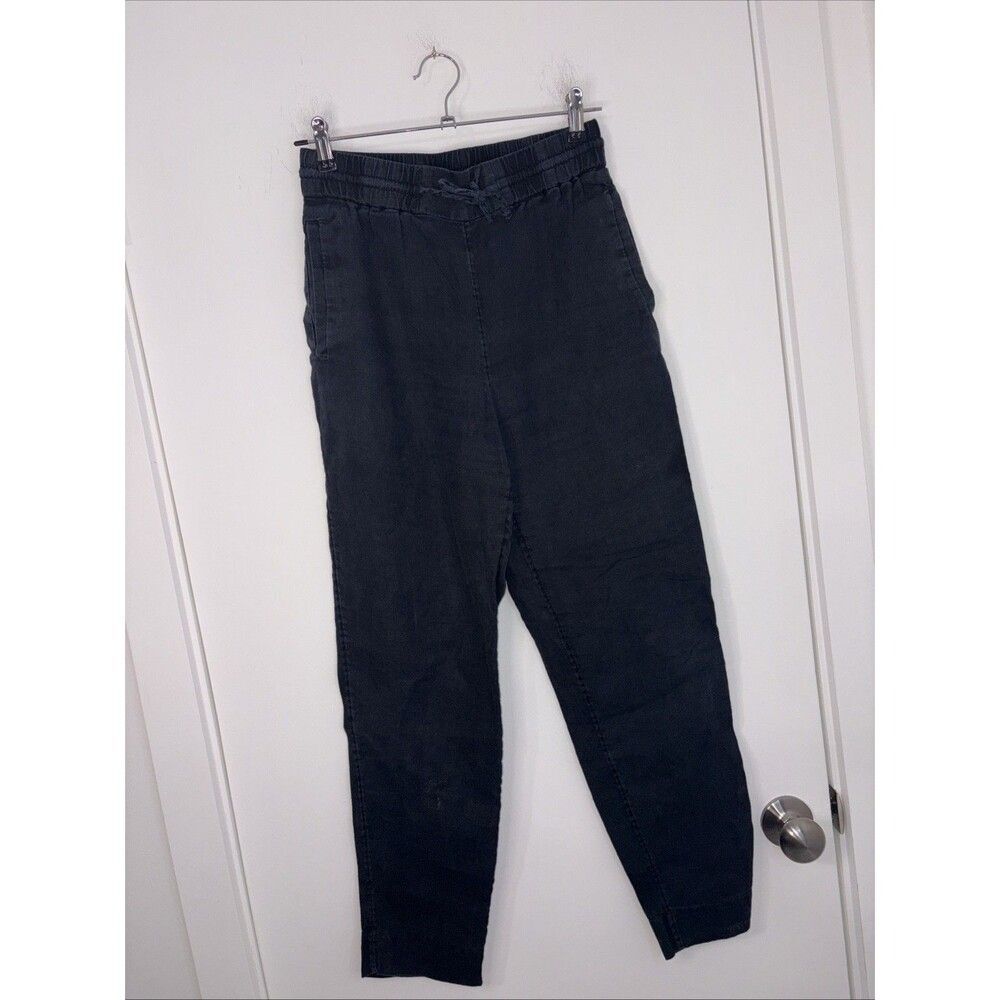 Cos Navy Linen Pants Drawstring Pockets Sz 2 Made In Sweden
